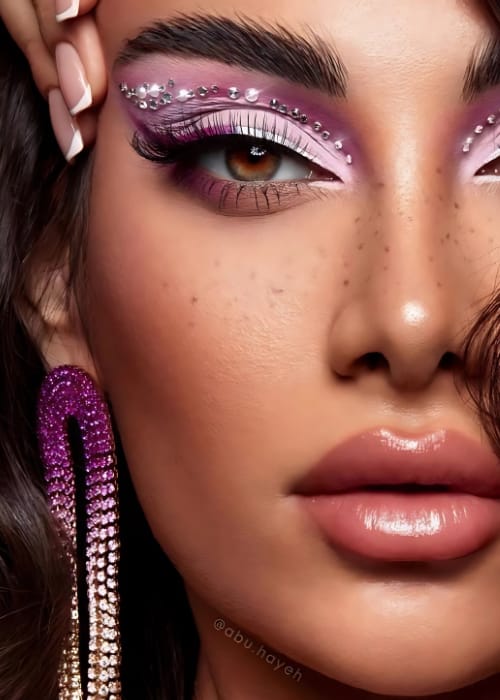 Luxury cosmetic and salon product collection featuring face makeup, eye makeup, lip products, skincare, hair care, professional salon products, beauty tools and brushes, fragrances, nail care, and spa body care, presented by maheshwarii.com in an elegant premium style.